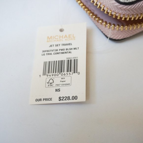 Michael Kors Jet Set Travel Continental Wallet MK Vanilla Pink - Picture 11 of 11